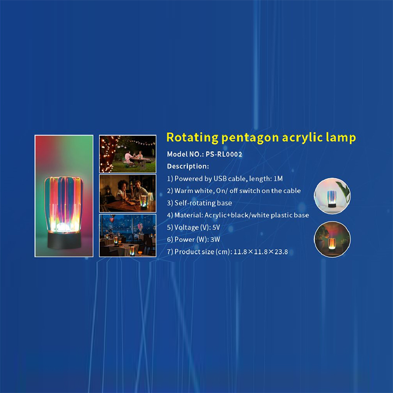 Rotating pentagon acrylic lamp
